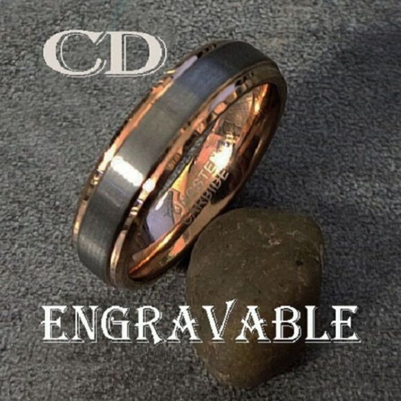 Personalized Men's Real Rose Gold Tungsten Promise Ring Pinky Promise Ring - Picture 1 of 7